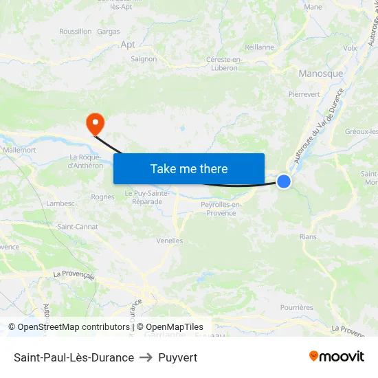 Saint-Paul-Lès-Durance to Puyvert map