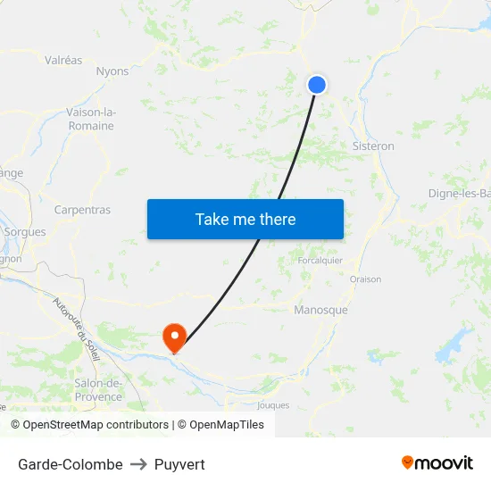 Garde-Colombe to Puyvert map