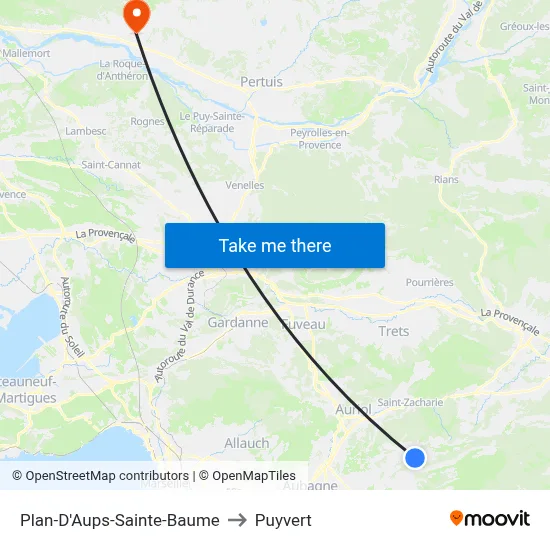 Plan-D'Aups-Sainte-Baume to Puyvert map