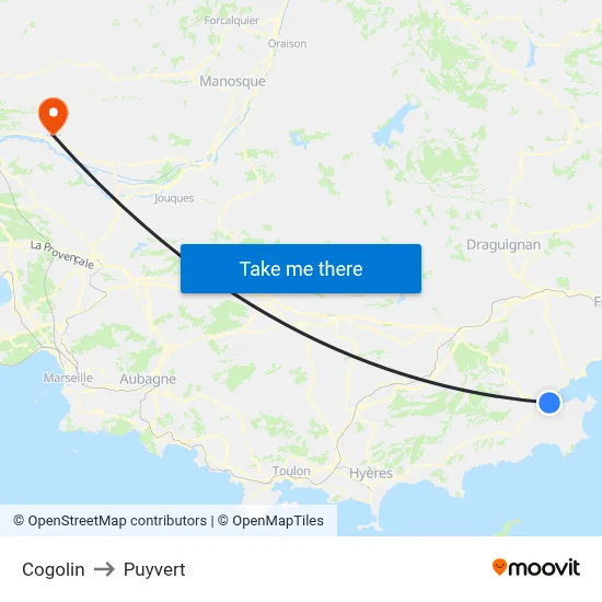 Cogolin to Puyvert map