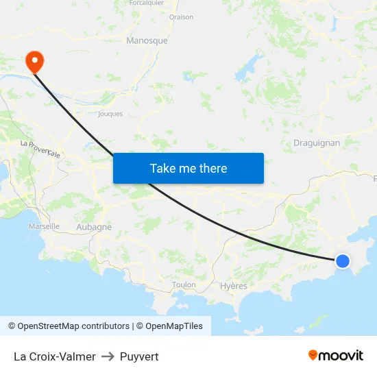 La Croix-Valmer to Puyvert map