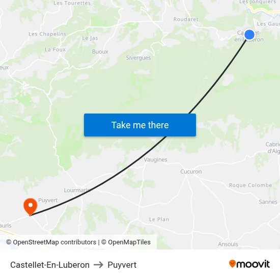 Castellet-En-Luberon to Puyvert map