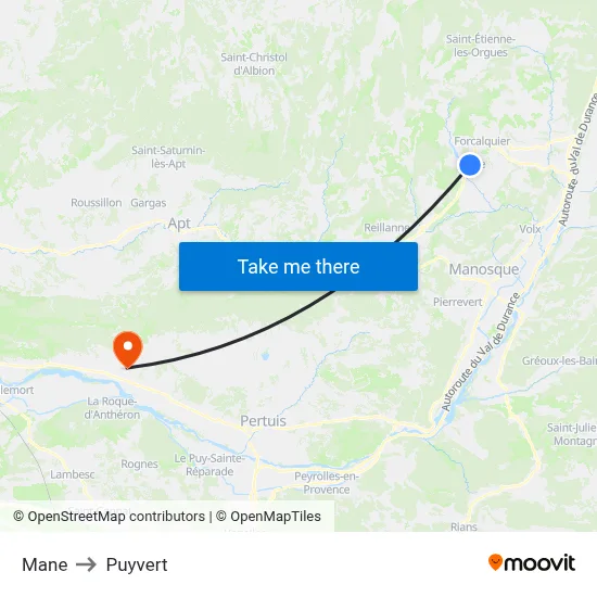 Mane to Puyvert map