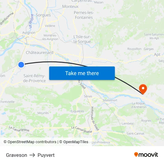 Graveson to Puyvert map