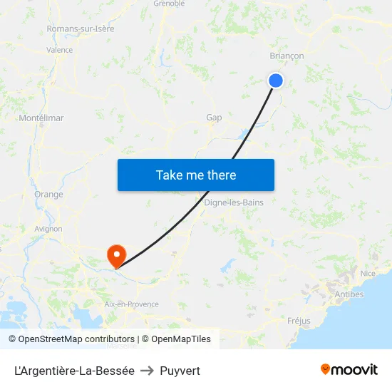 L'Argentière-La-Bessée to Puyvert map