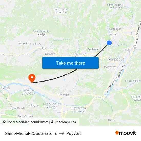 Saint-Michel-L'Observatoire to Puyvert map