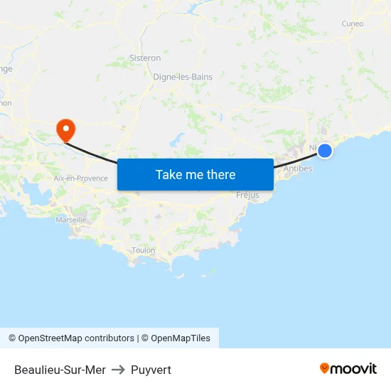 Beaulieu-Sur-Mer to Puyvert map