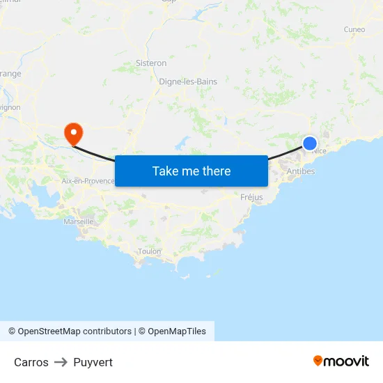 Carros to Puyvert map
