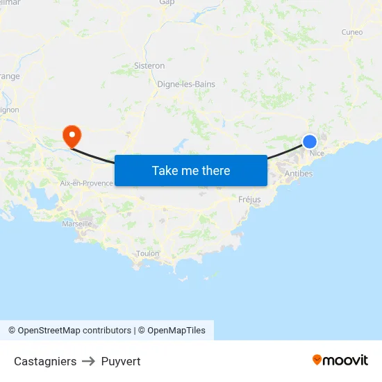 Castagniers to Puyvert map