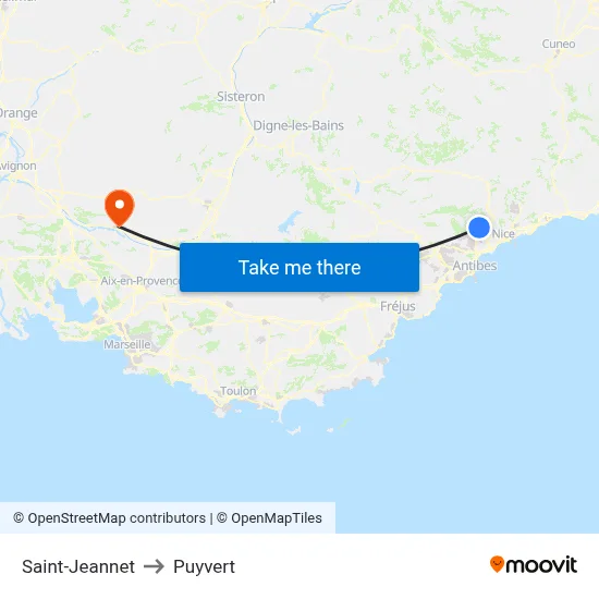 Saint-Jeannet to Puyvert map