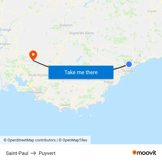 Saint-Paul to Puyvert map