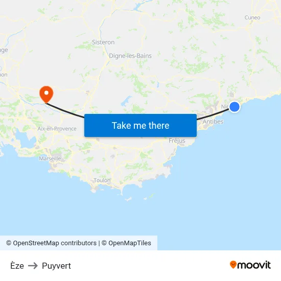 Èze to Puyvert map