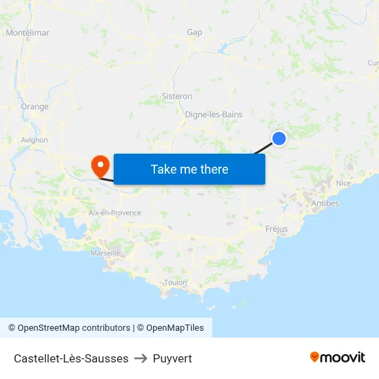 Castellet-Lès-Sausses to Puyvert map