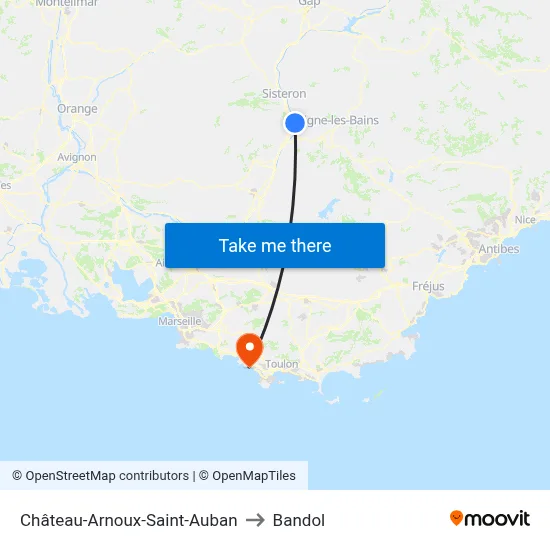 Château-Arnoux-Saint-Auban to Bandol map