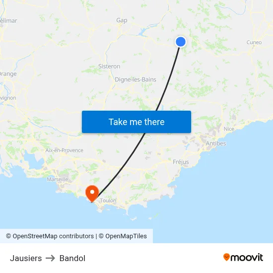 Jausiers to Bandol map