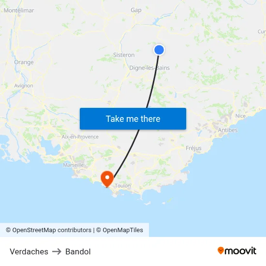 Verdaches to Bandol map