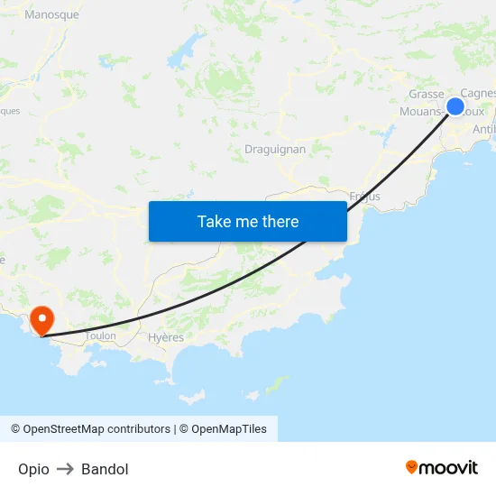 Opio to Bandol map
