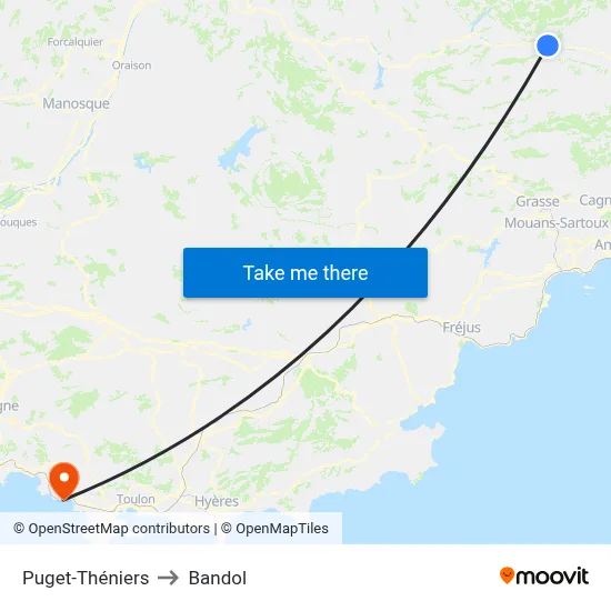 Puget-Théniers to Bandol map