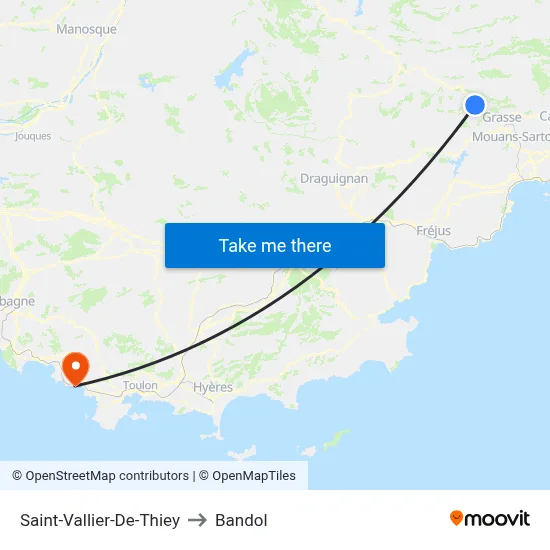 Saint-Vallier-De-Thiey to Bandol map