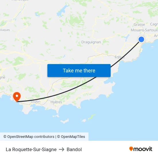 La Roquette-Sur-Siagne to Bandol map