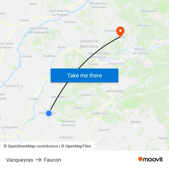 Vacqueyras to Faucon map