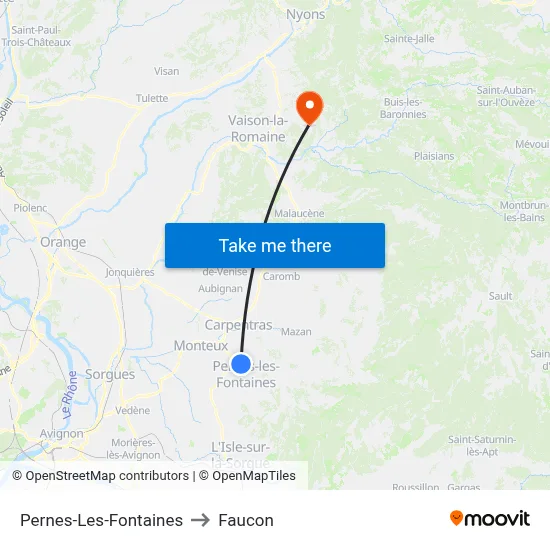 Pernes-Les-Fontaines to Faucon map