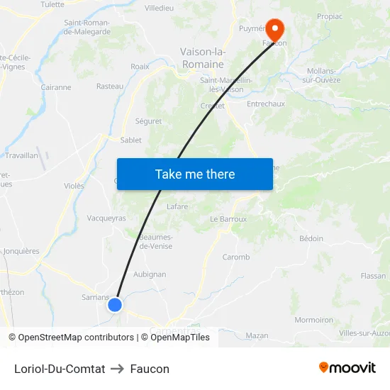 Loriol-Du-Comtat to Faucon map