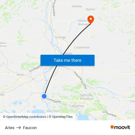 Arles to Faucon map