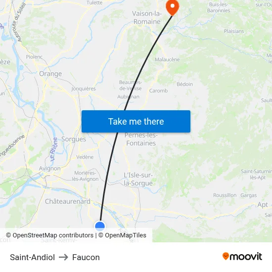 Saint-Andiol to Faucon map