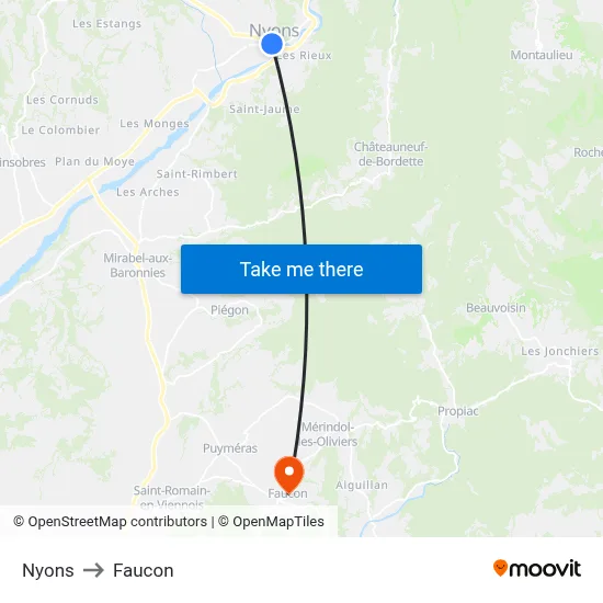 Nyons to Faucon map