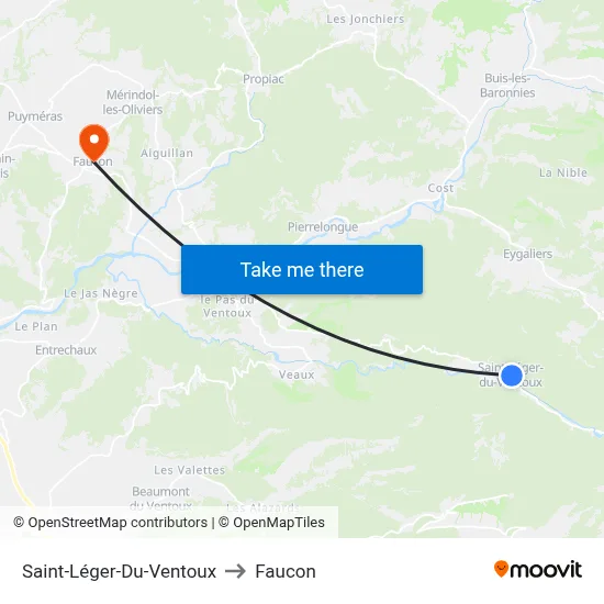 Saint-Léger-Du-Ventoux to Faucon map