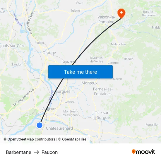 Barbentane to Faucon map