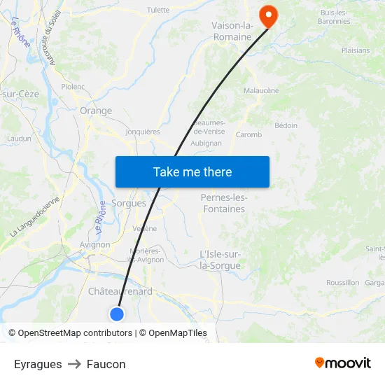 Eyragues to Faucon map