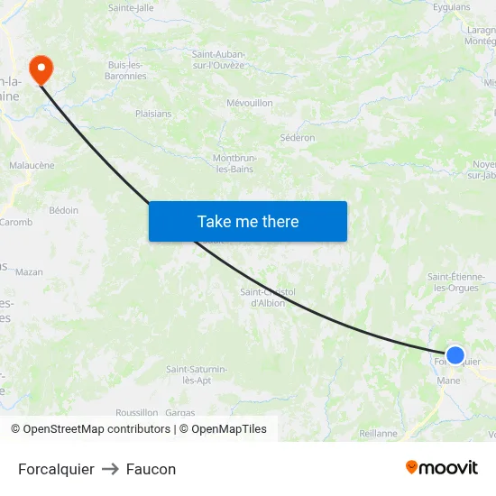 Forcalquier to Faucon map