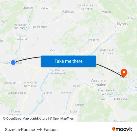 Suze-La-Rousse to Faucon map