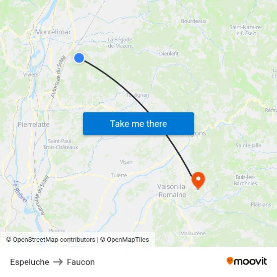 Espeluche to Faucon map