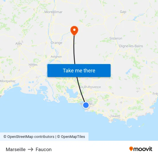 Marseille to Faucon map