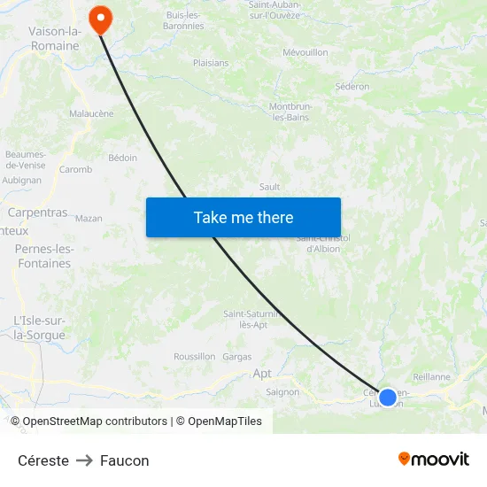 Céreste to Faucon map