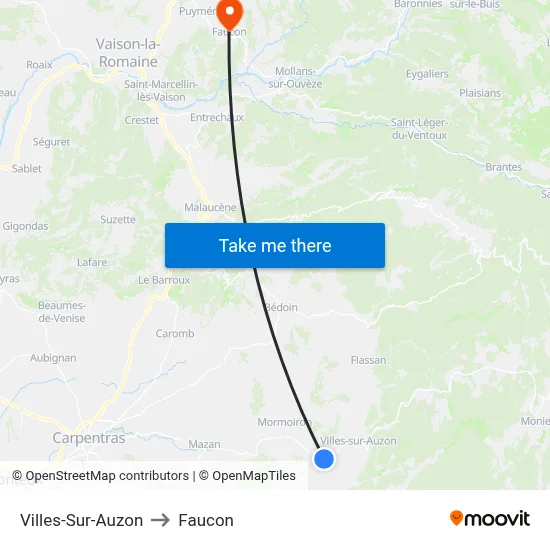 Villes-Sur-Auzon to Faucon map