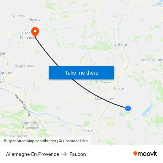 Allemagne-En-Provence to Faucon map