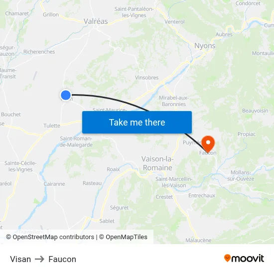 Visan to Faucon map