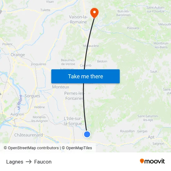 Lagnes to Faucon map