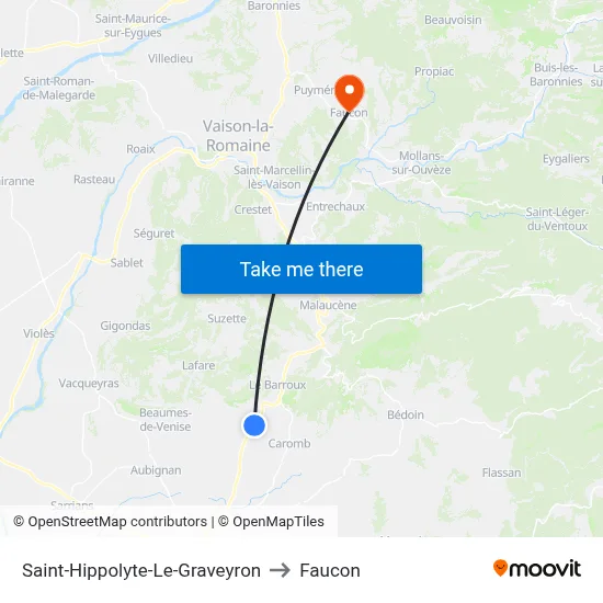 Saint-Hippolyte-Le-Graveyron to Faucon map
