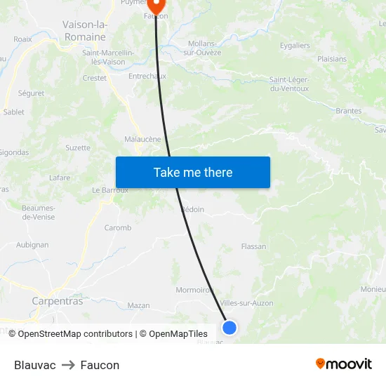 Blauvac to Faucon map