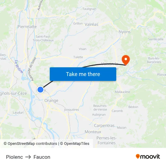 Piolenc to Faucon map