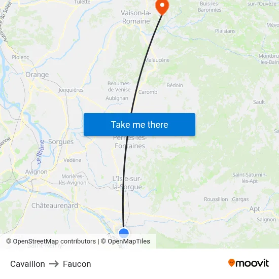 Cavaillon to Faucon map