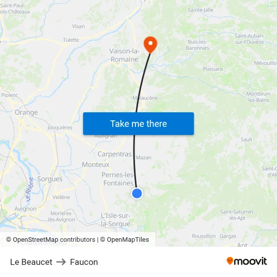 Le Beaucet to Faucon map
