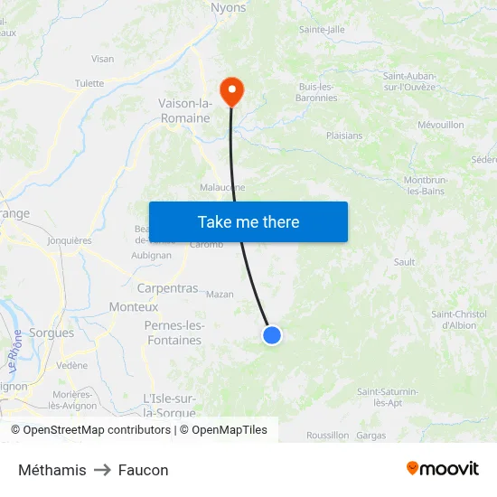 Méthamis to Faucon map