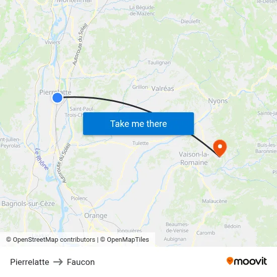 Pierrelatte to Faucon map