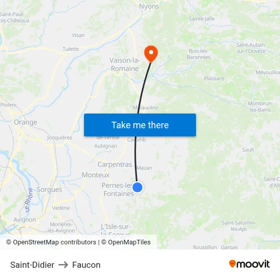 Saint-Didier to Faucon map